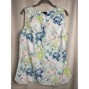 Talbots Semi-Sheer Sleeveless Blouse - Women’s Sz 12 - Pastel Floral Pattern